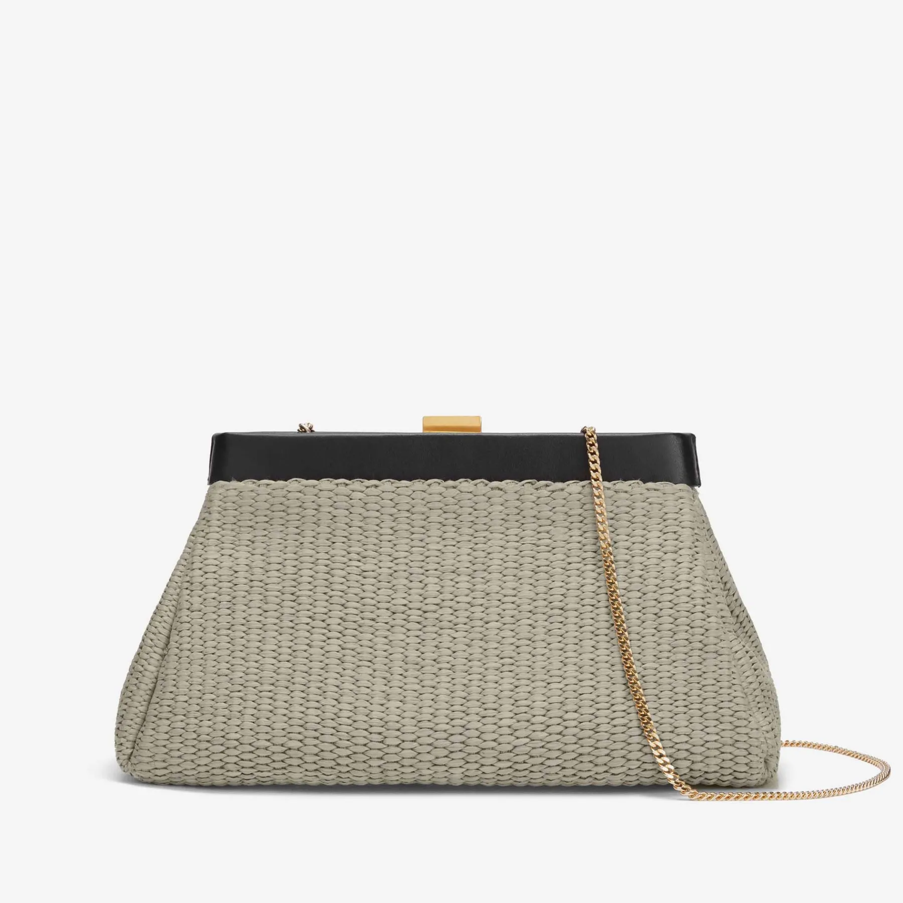 Sale DeMellier The Cannes Deep Taupe Raffia & Black Smooth