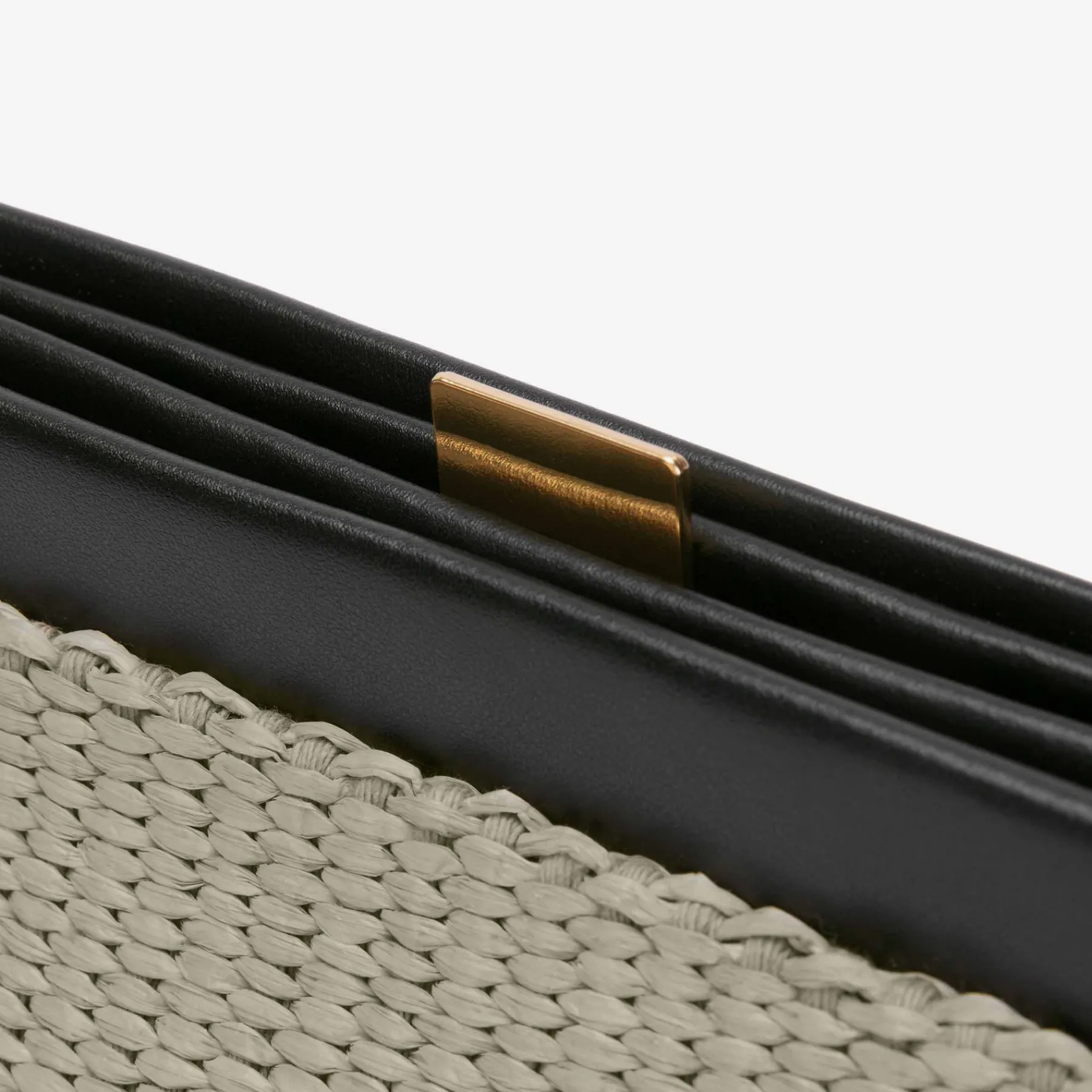 Sale DeMellier The Cannes Deep Taupe Raffia & Black Smooth