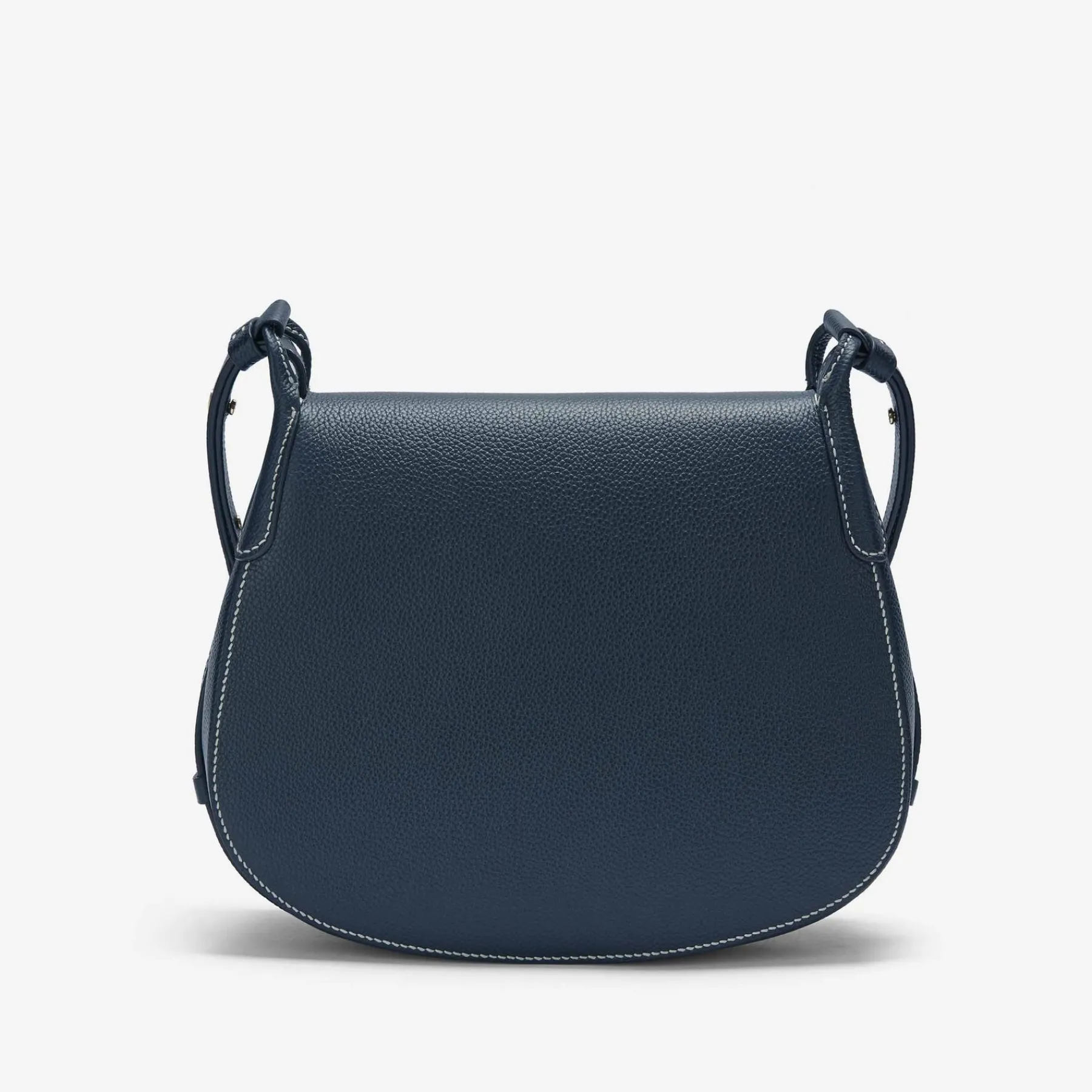 Hot DeMellier The Lausanne Navy Small Grain & Ecru Stitching