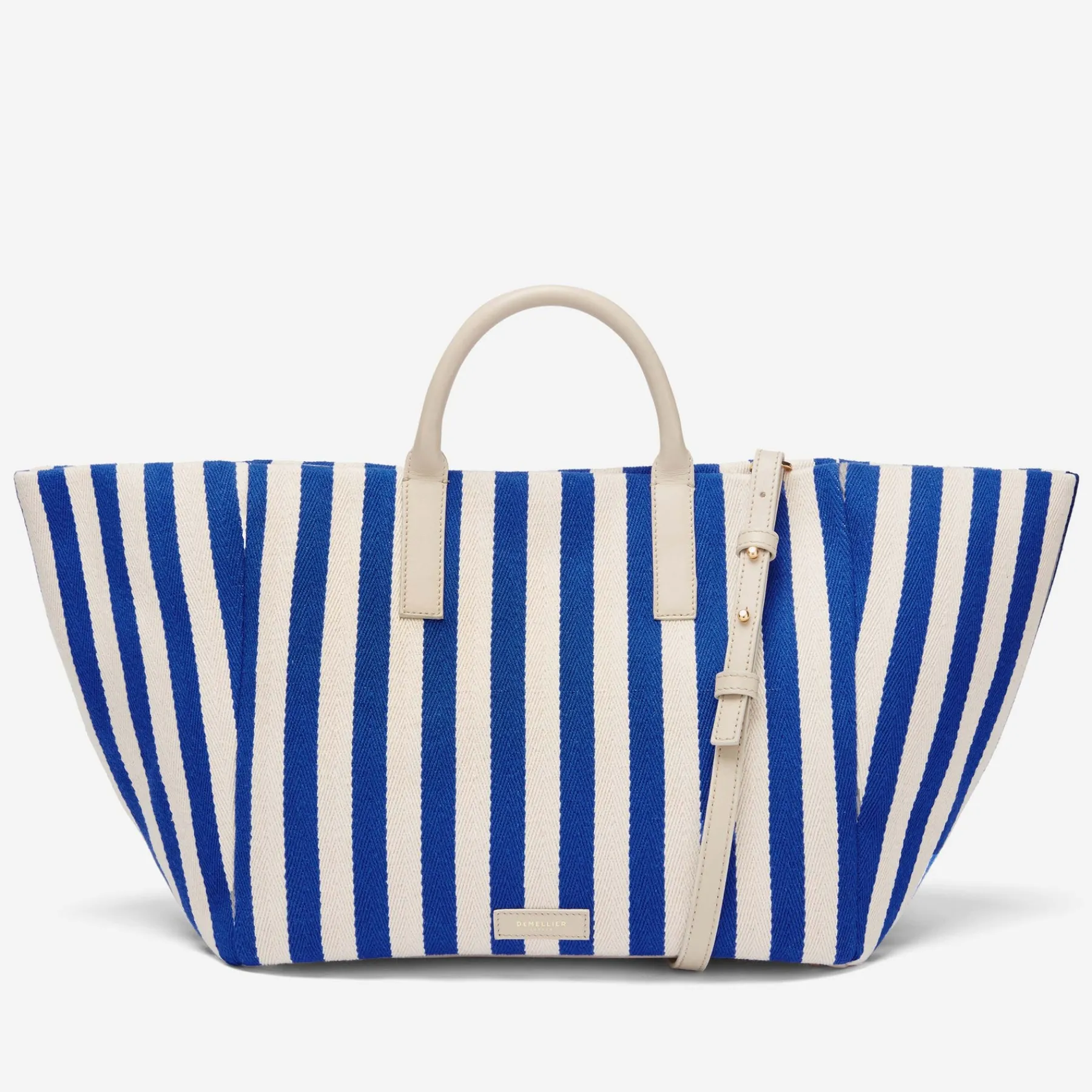 Hot DeMellier The Lisbon Tote Cobalt Blue Striped Cotton Canvas