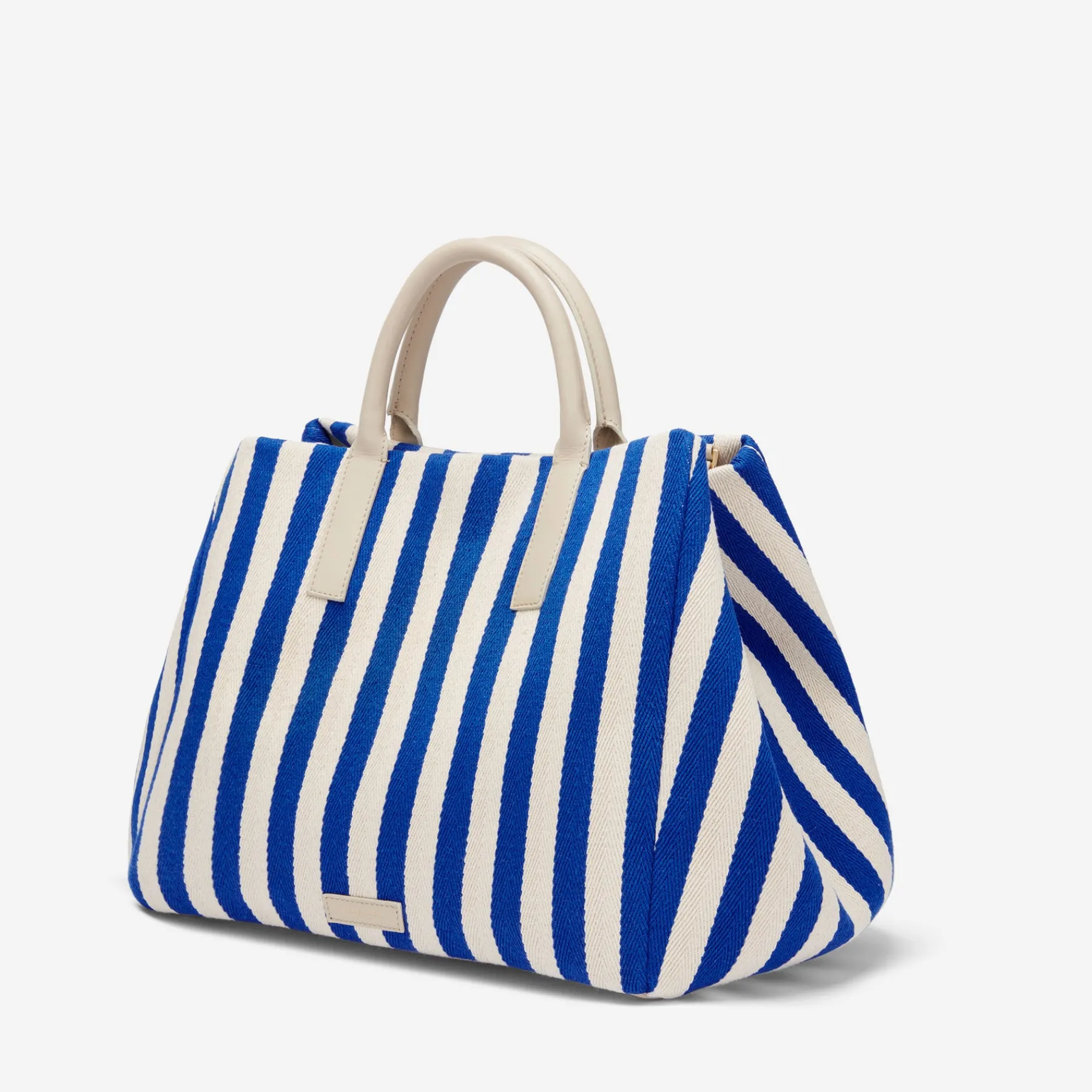 Hot DeMellier The Lisbon Tote Cobalt Blue Striped Cotton Canvas
