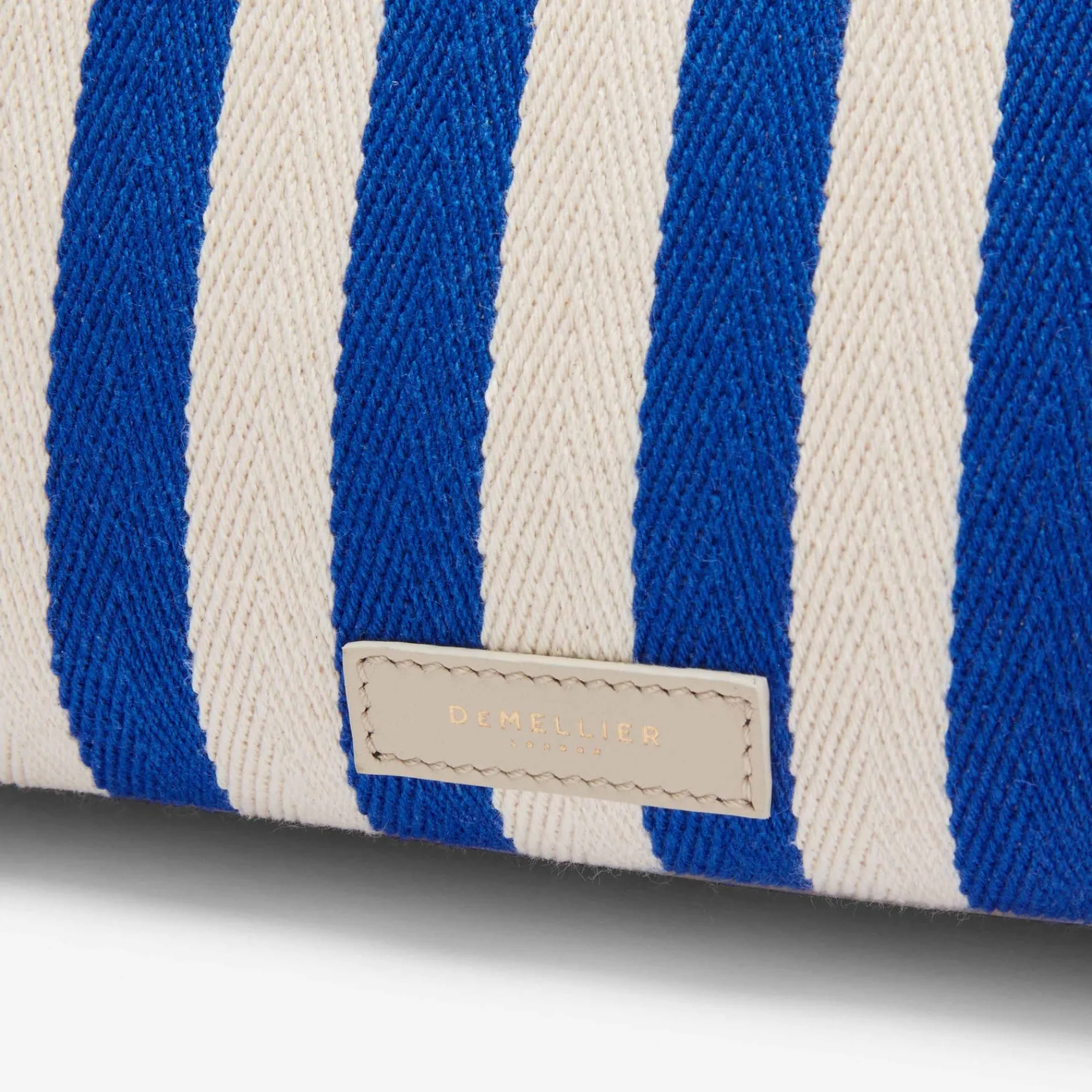 Hot DeMellier The Lisbon Tote Cobalt Blue Striped Cotton Canvas