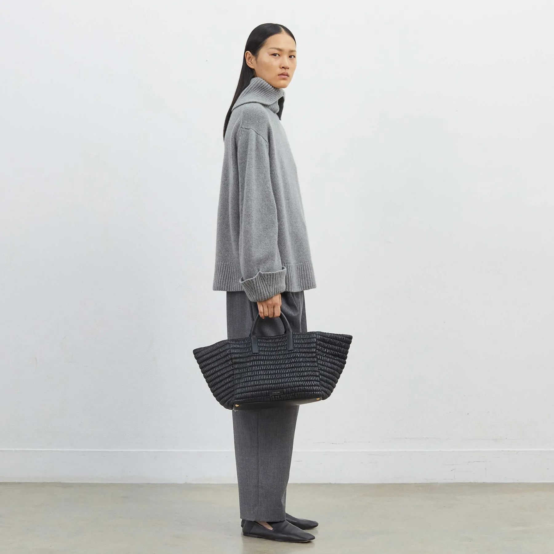 Discount DeMellier The Lisbon Tote Black Striped Cotton Canvas