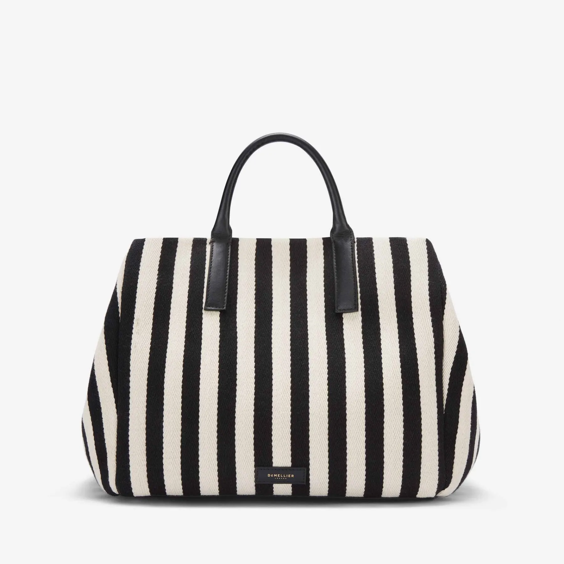 Discount DeMellier The Lisbon Tote Black Striped Cotton Canvas