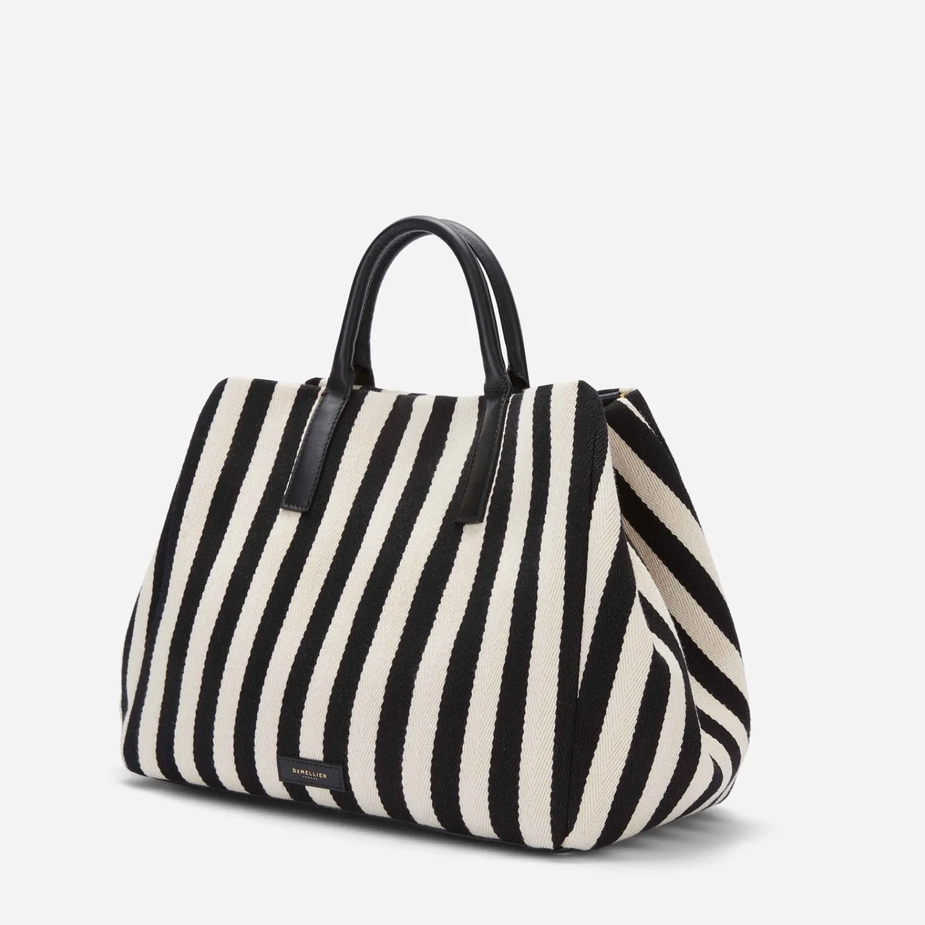 Discount DeMellier The Lisbon Tote Black Striped Cotton Canvas