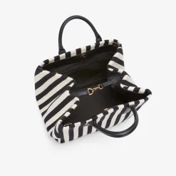 Discount DeMellier The Lisbon Tote Black Striped Cotton Canvas