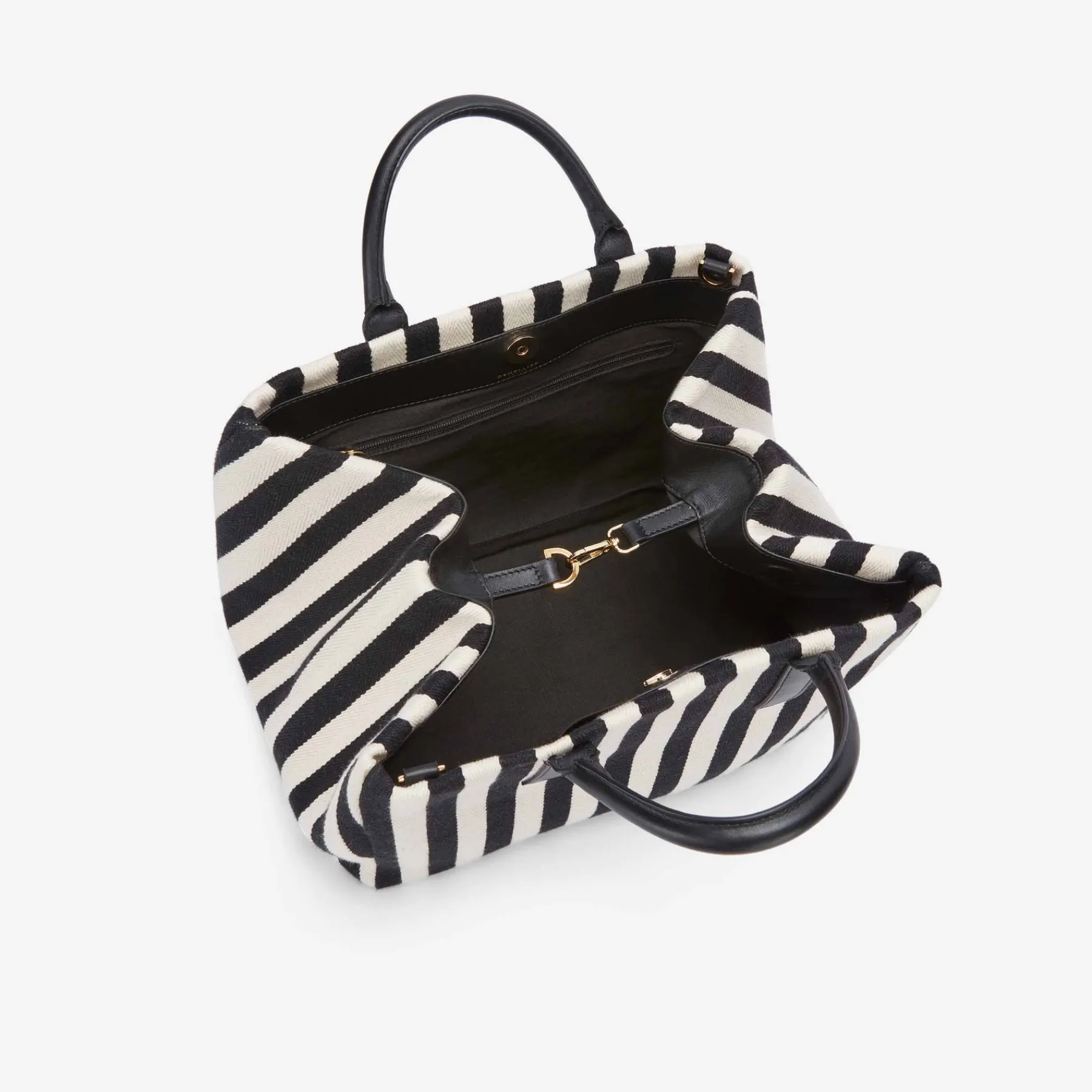 Discount DeMellier The Lisbon Tote Black Striped Cotton Canvas