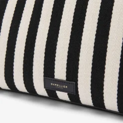 Discount DeMellier The Lisbon Tote Black Striped Cotton Canvas
