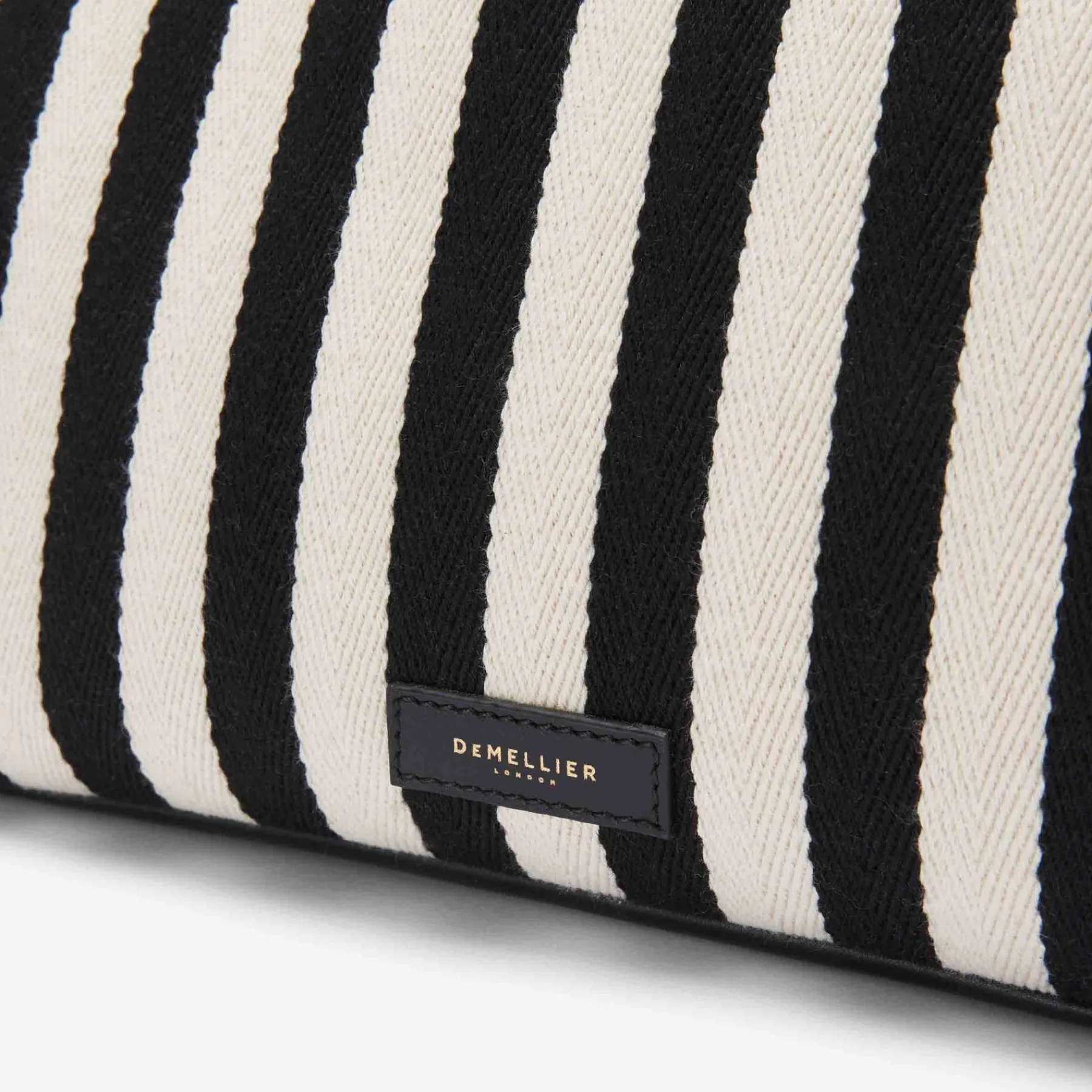 Discount DeMellier The Lisbon Tote Black Striped Cotton Canvas