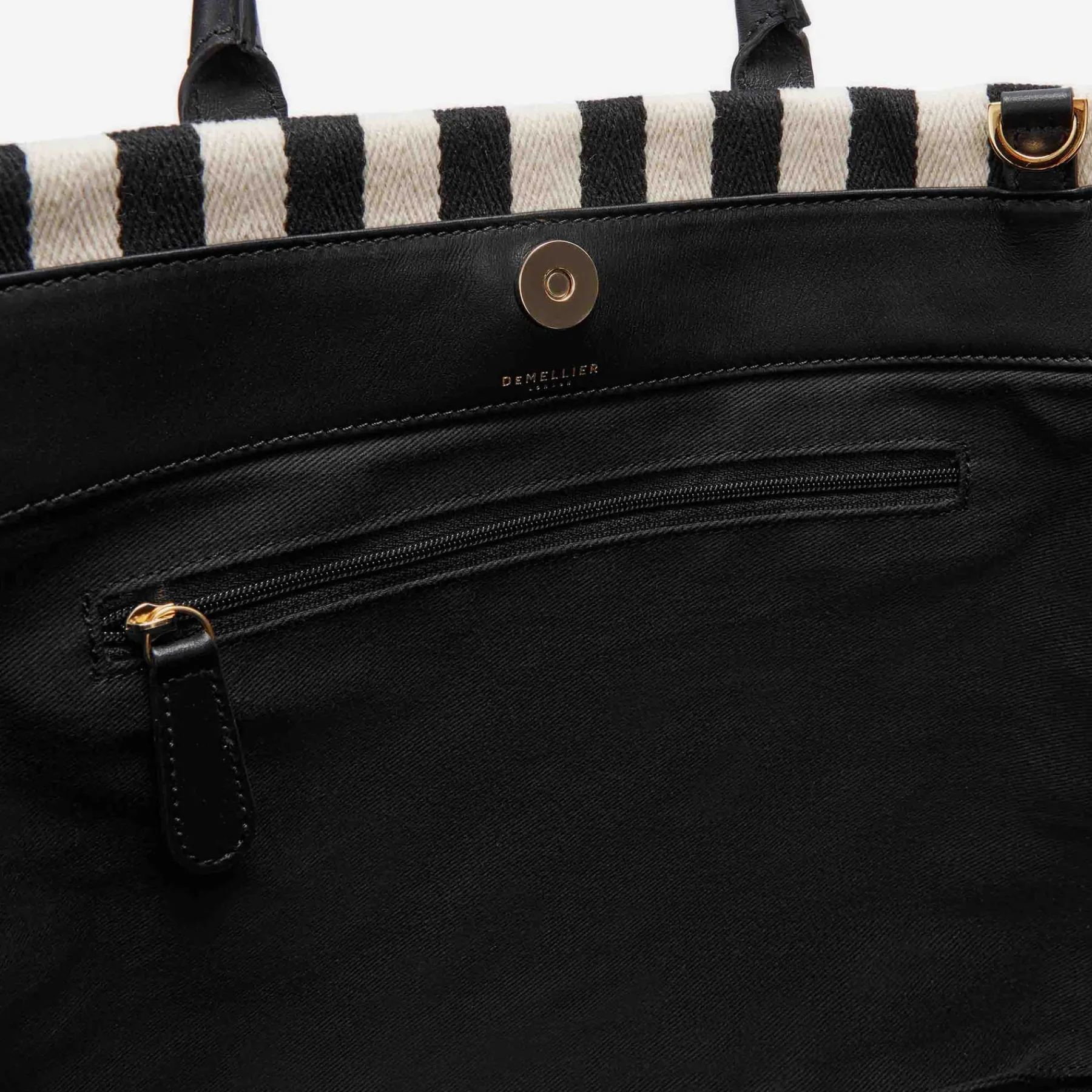 Discount DeMellier The Lisbon Tote Black Striped Cotton Canvas