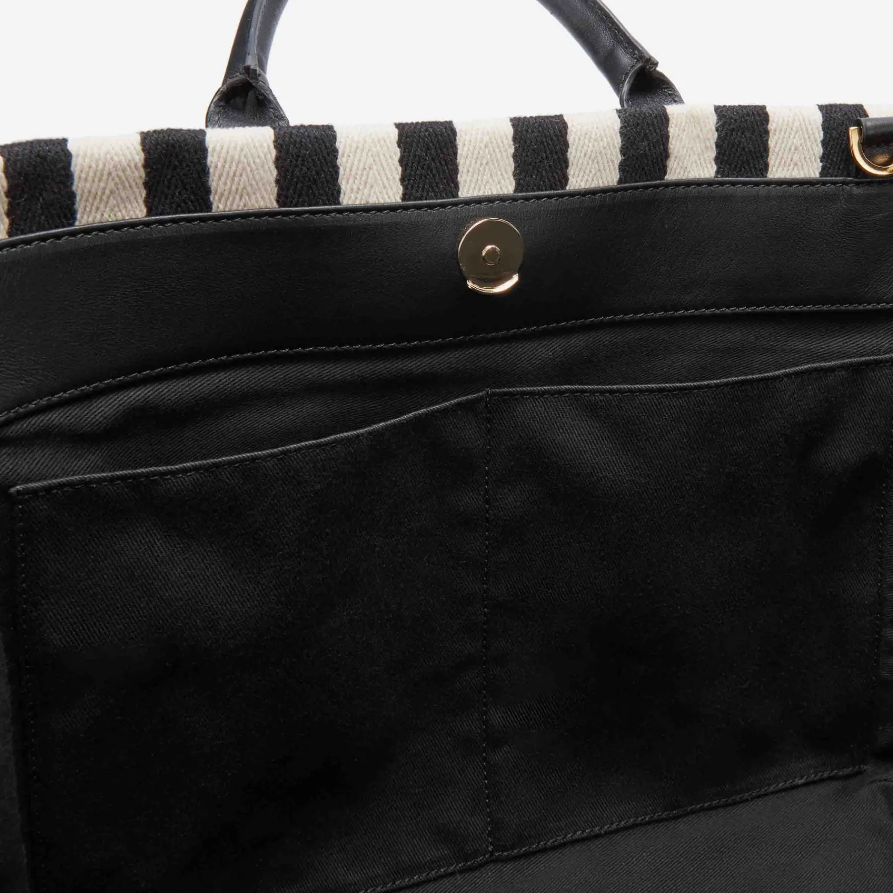 Discount DeMellier The Lisbon Tote Black Striped Cotton Canvas