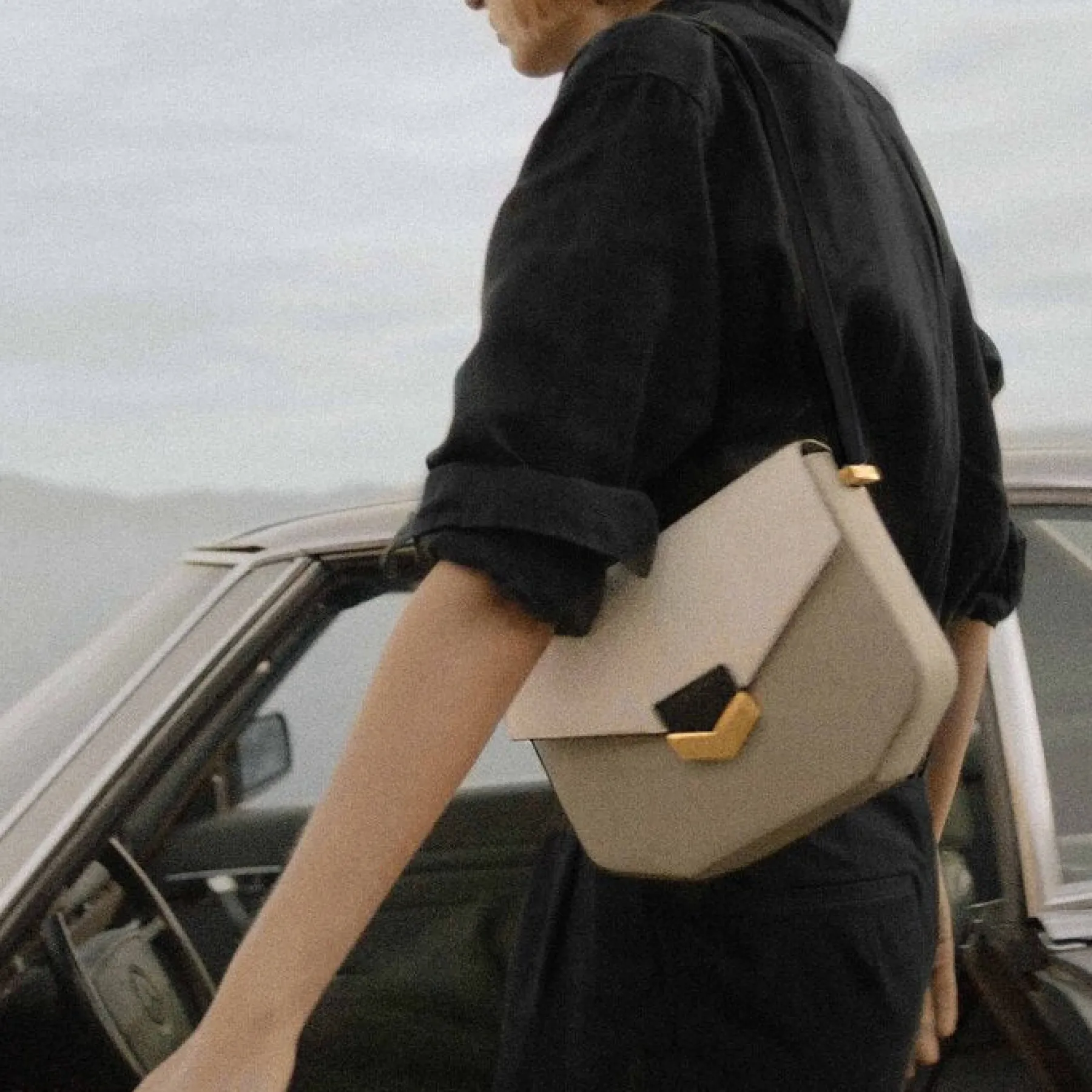 Store DeMellier The London Tricolour Taupe Off-White & Black
