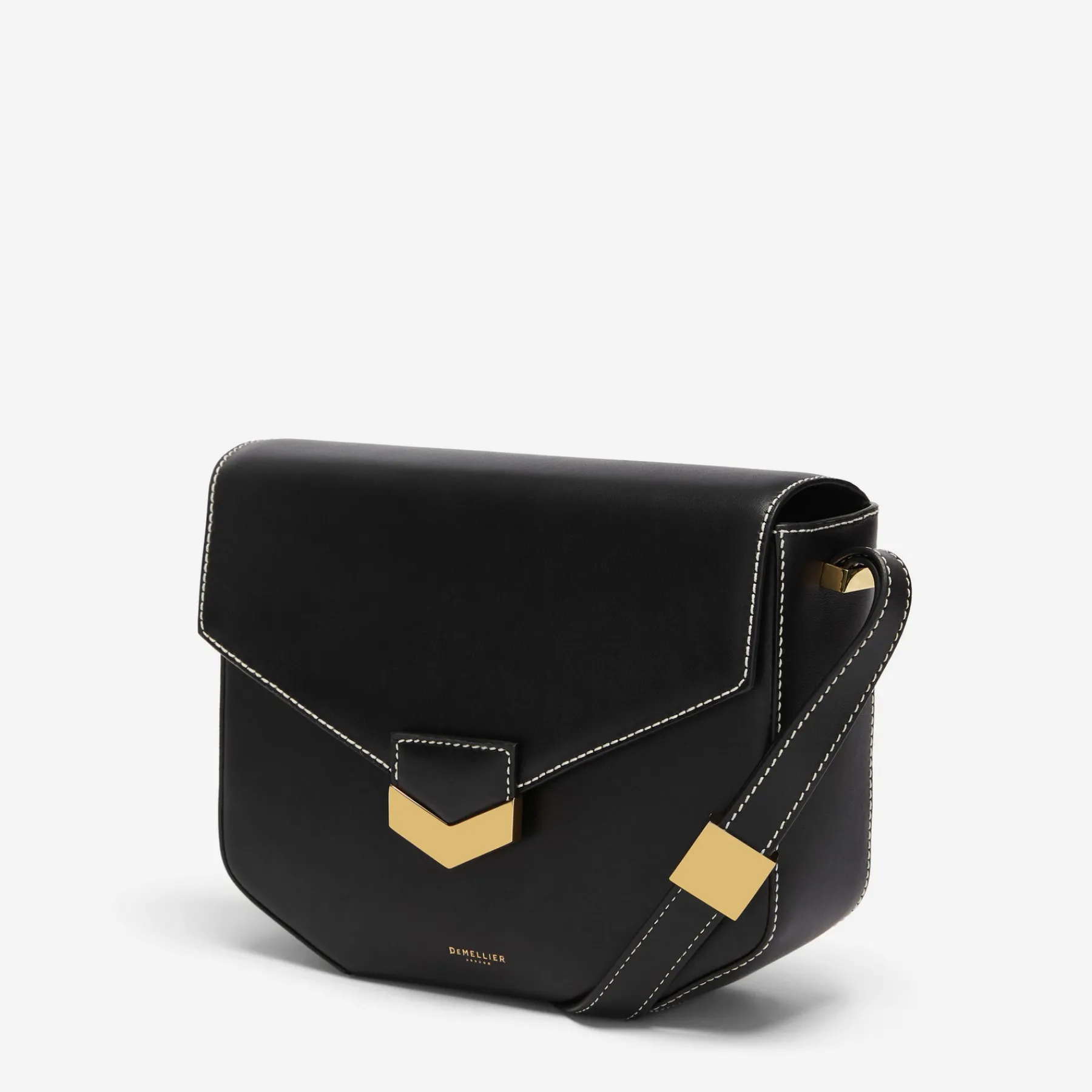 New DeMellier The London Black Smooth Ecru Stitching
