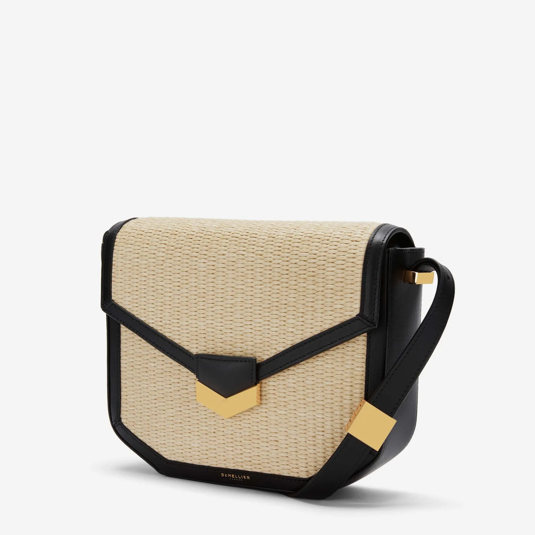 Best Sale DeMellier The London Natural Raffia Black Smooth