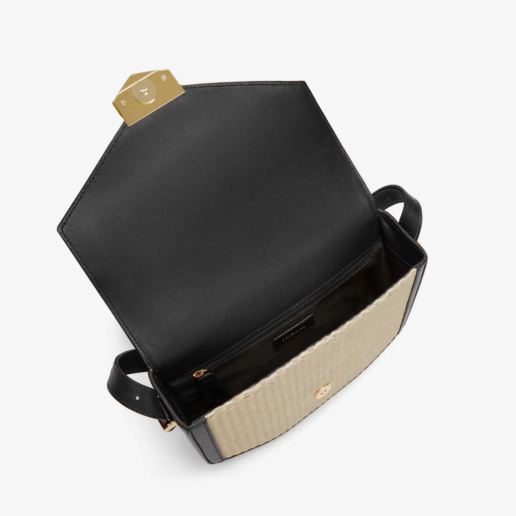 Best Sale DeMellier The London Natural Raffia Black Smooth