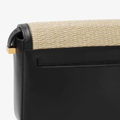 Best Sale DeMellier The London Natural Raffia Black Smooth