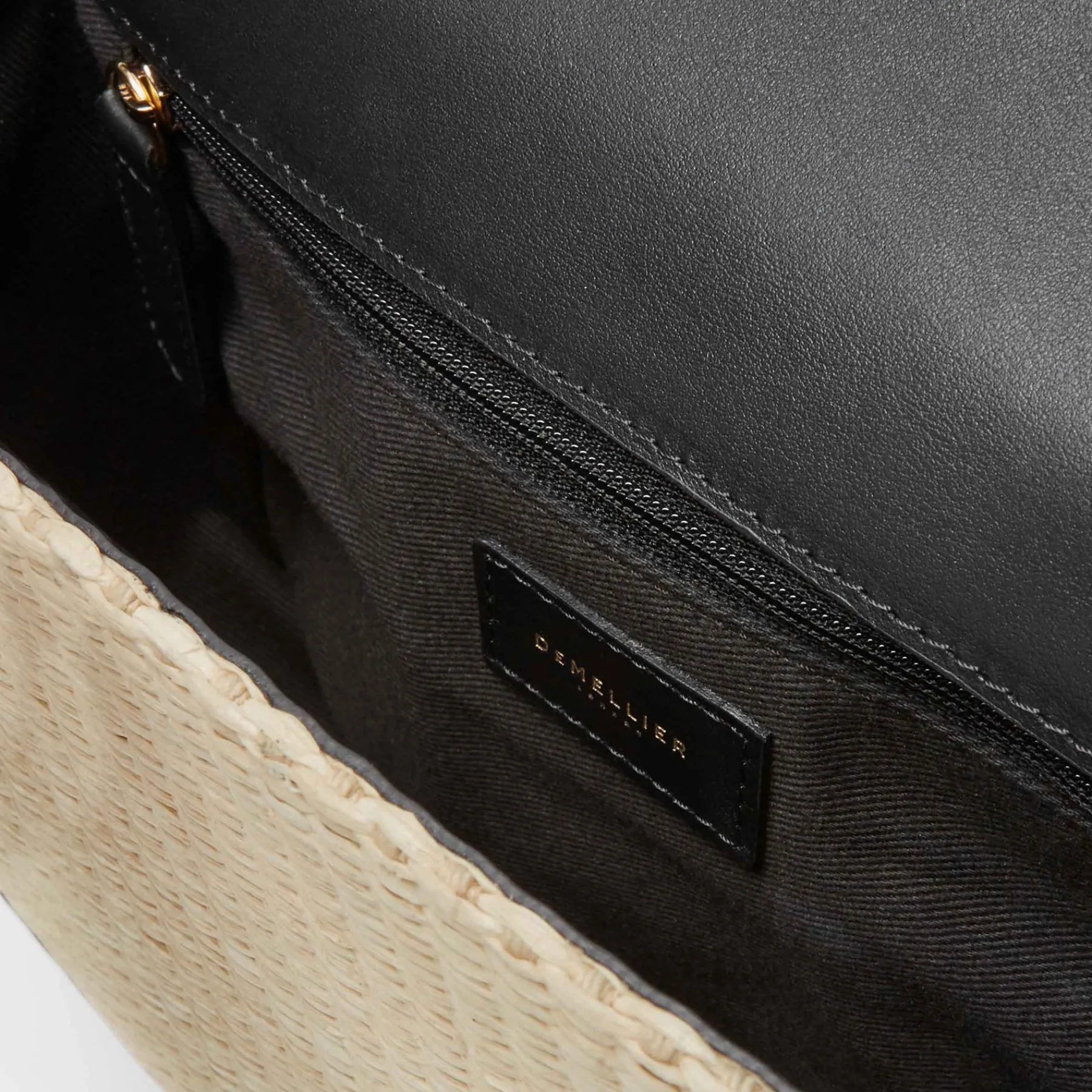Best Sale DeMellier The London Natural Raffia Black Smooth
