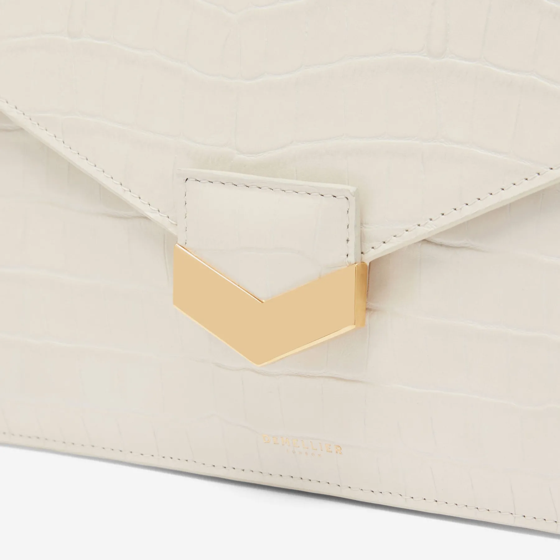 Store DeMellier The London Clutch Off-White Croc-Effect