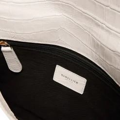 Store DeMellier The London Clutch Off-White Croc-Effect