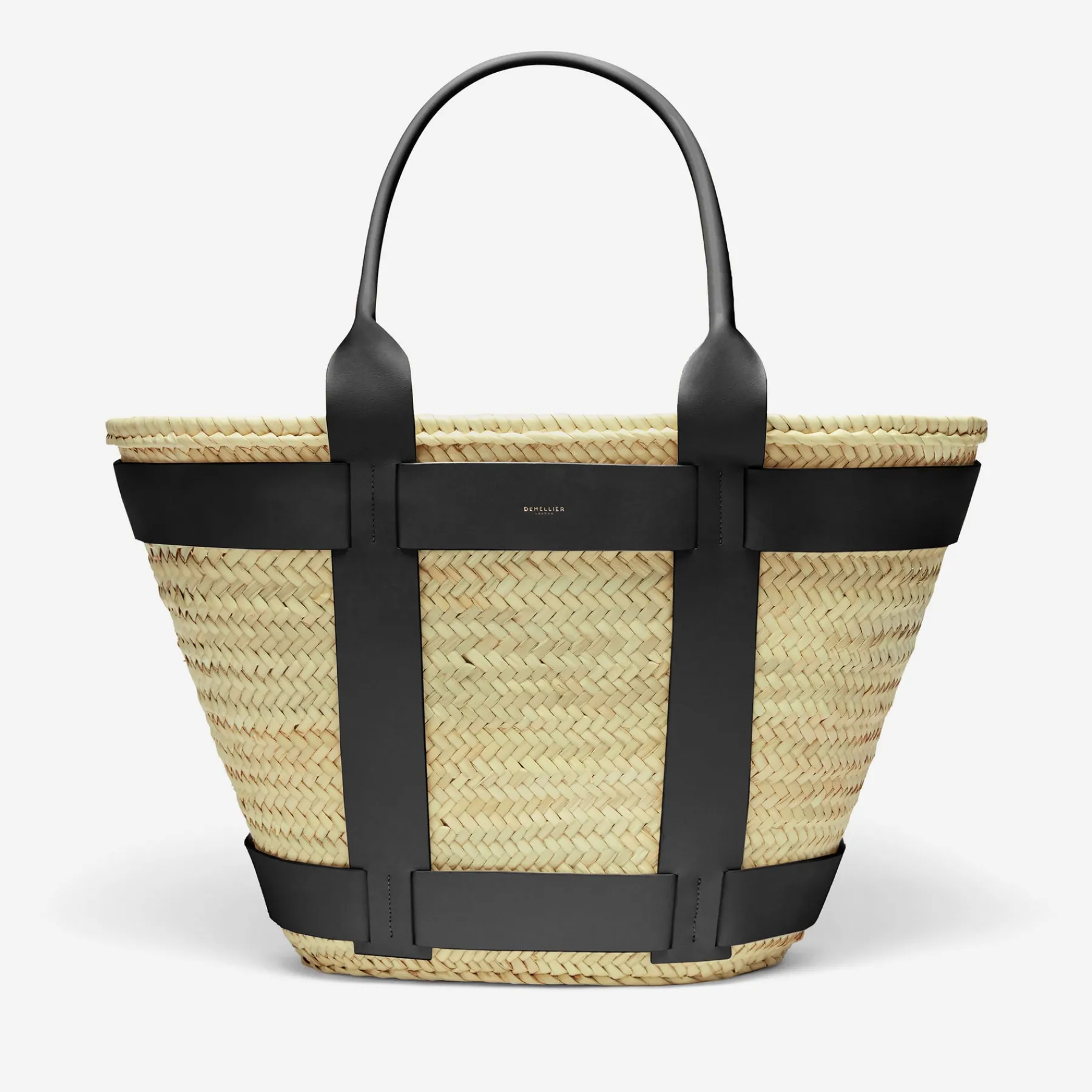 Store DeMellier The Maxi Santorini Natural Basket Black Smooth