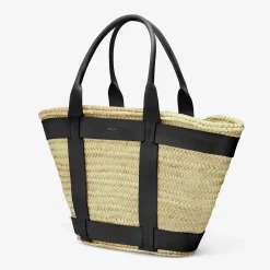 Store DeMellier The Maxi Santorini Natural Basket Black Smooth