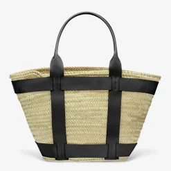 Store DeMellier The Maxi Santorini Natural Basket Black Smooth