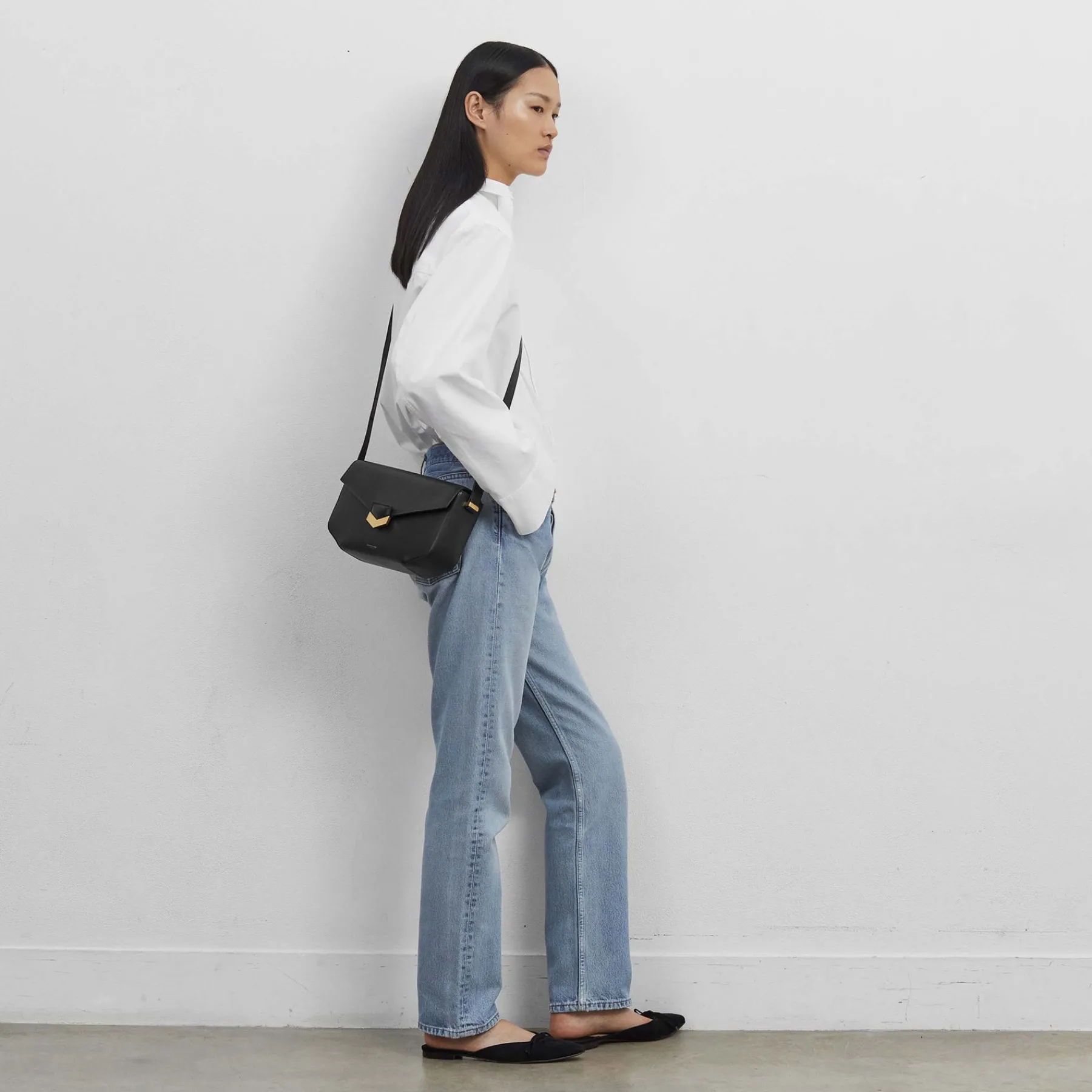 Fashion DeMellier The Midi London Black Croc-Effect