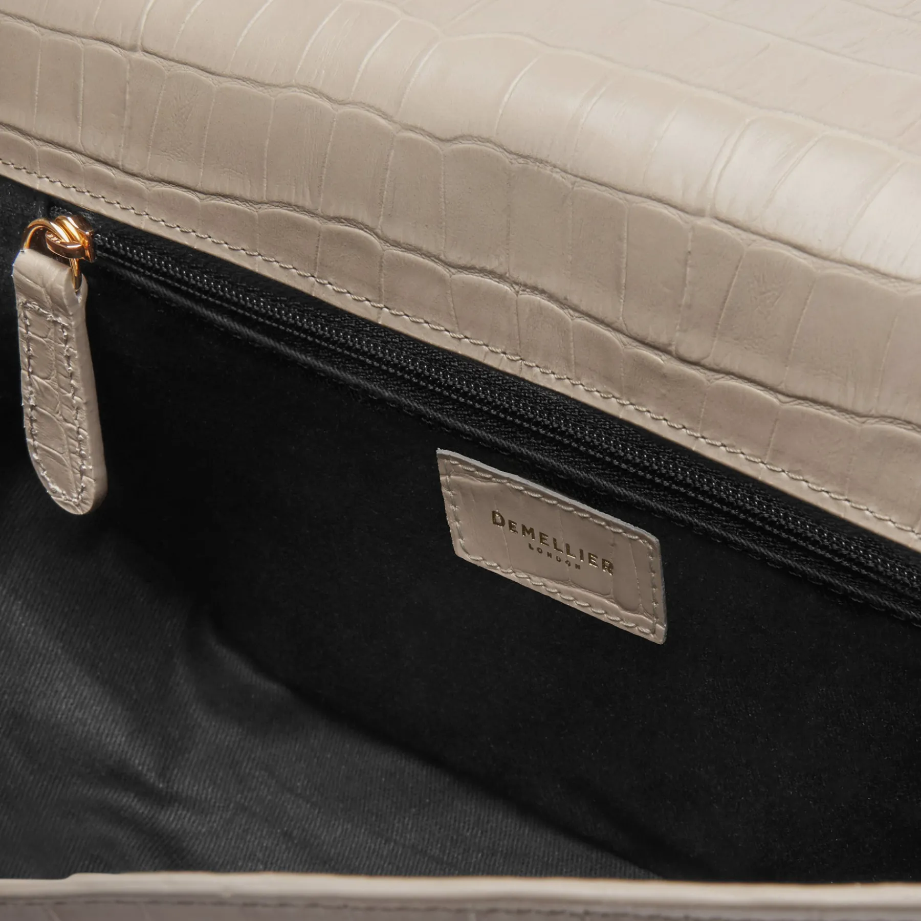 Shop DeMellier The Midi London Taupe Croc-Effect