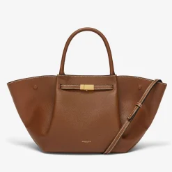 New DeMellier The Midi New York Tan Small Grain Ecru Stitching