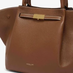 New DeMellier The Midi New York Tan Small Grain Ecru Stitching