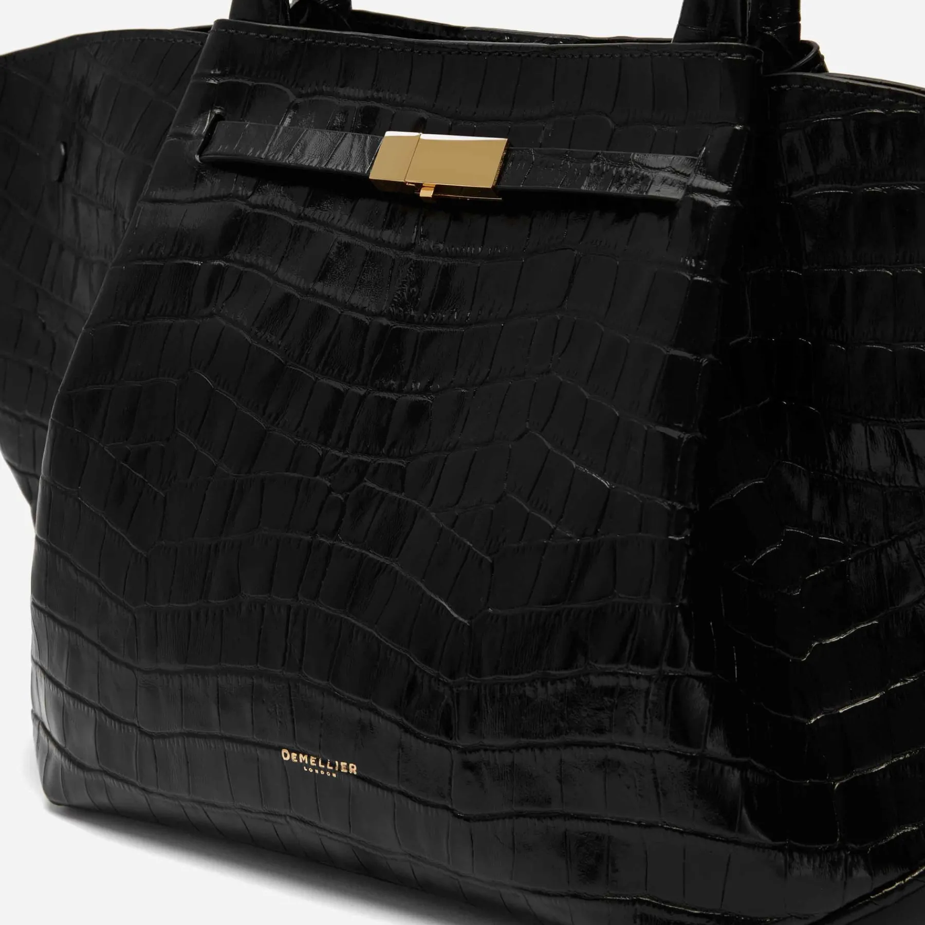 Online DeMellier The Midi New York Black Croc-Effect