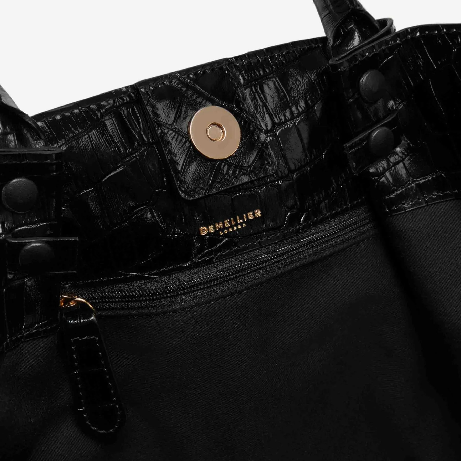 Online DeMellier The Midi New York Black Croc-Effect