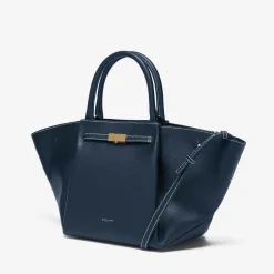 Cheap DeMellier The Midi New York Navy Small Grain & Ecru Stitching