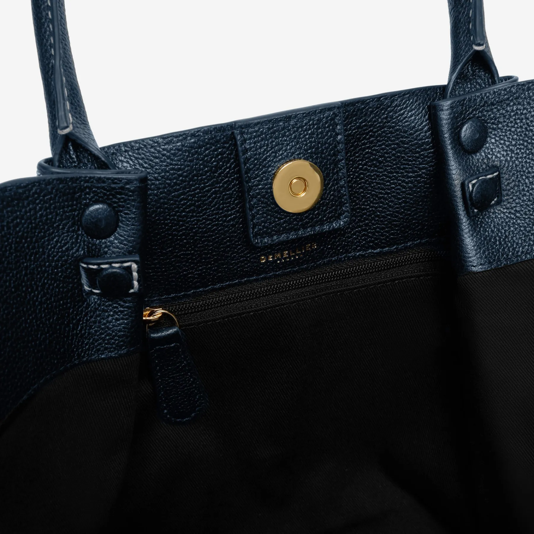 Cheap DeMellier The Midi New York Navy Small Grain & Ecru Stitching