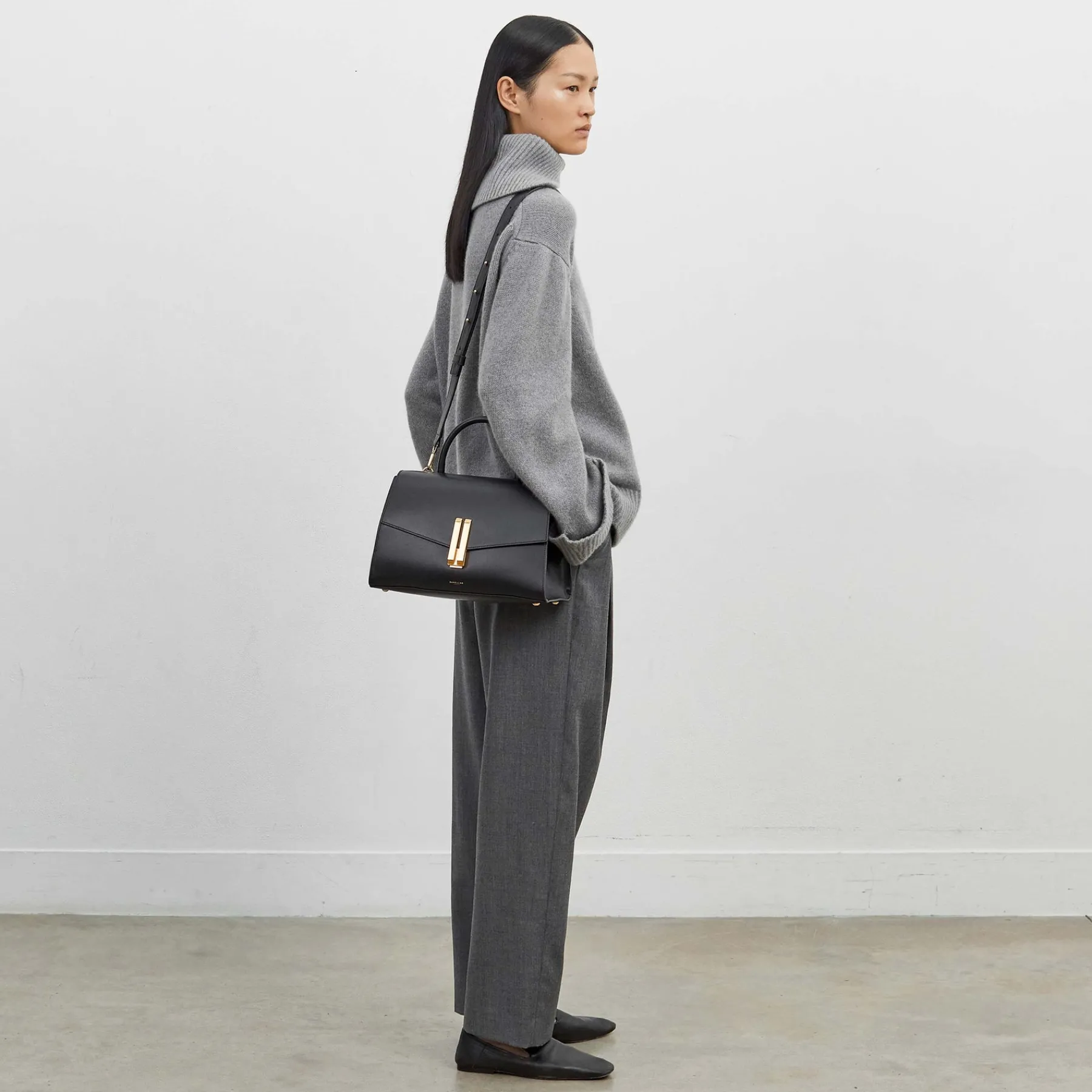 New DeMellier The Montreal Black Croc-Effect