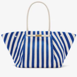 Discount DeMellier The New York Cobalt Blue Striped Cotton Canvas