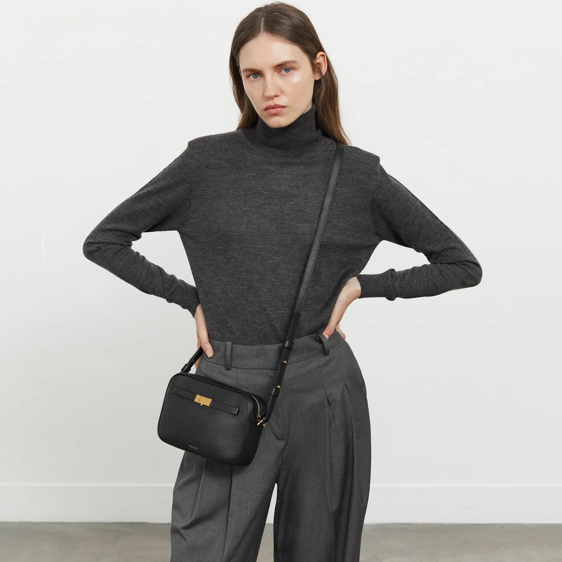 New DeMellier The New York Crossbody Off-White Small Grain