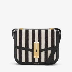 New DeMellier The Vancouver Black Striped Cotton Canvas