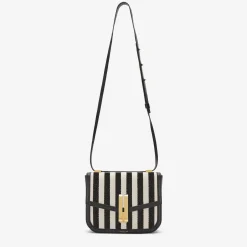 New DeMellier The Vancouver Black Striped Cotton Canvas