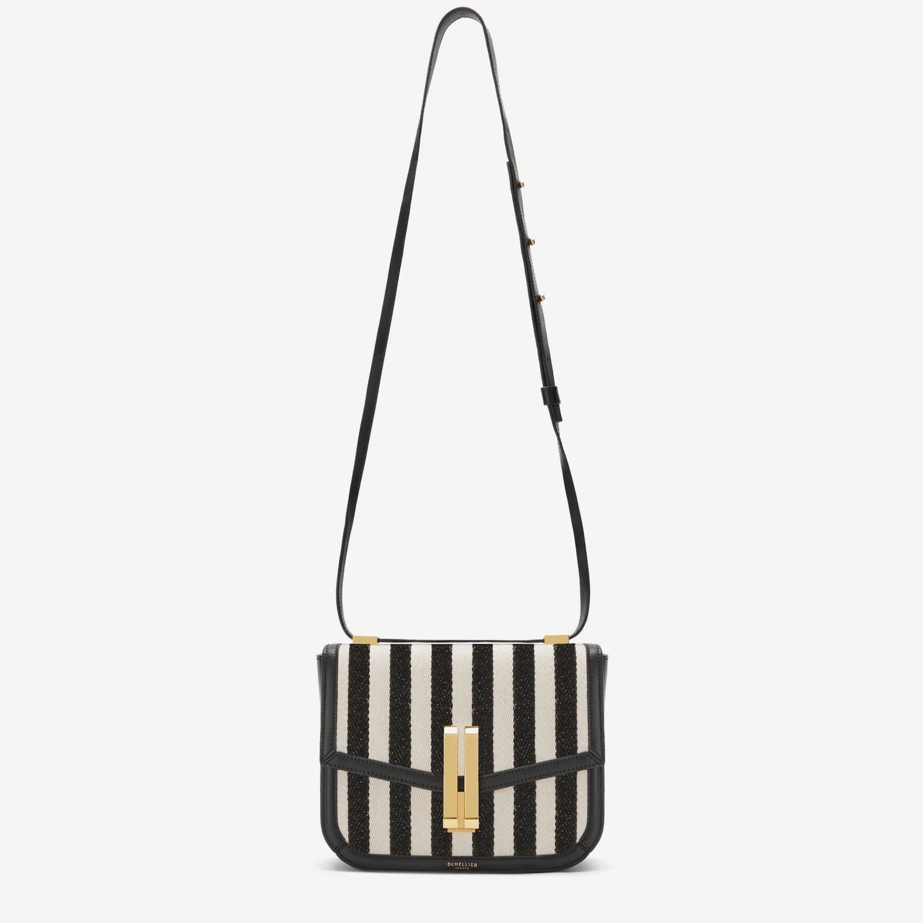 New DeMellier The Vancouver Black Striped Cotton Canvas
