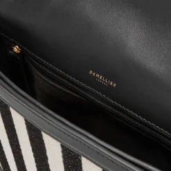 New DeMellier The Vancouver Black Striped Cotton Canvas
