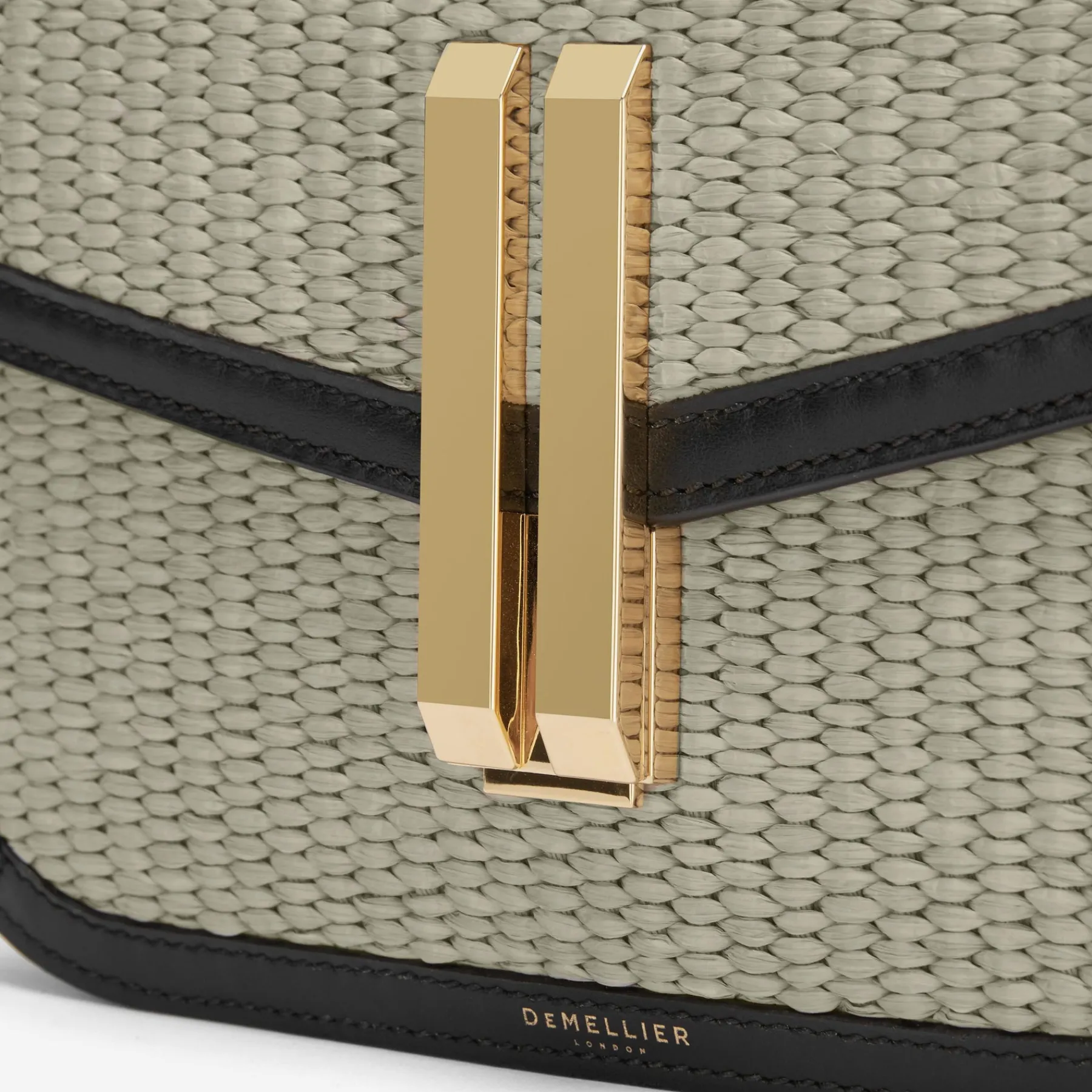 Discount DeMellier The Vancouver Deep Taupe Raffia & Black Smooth