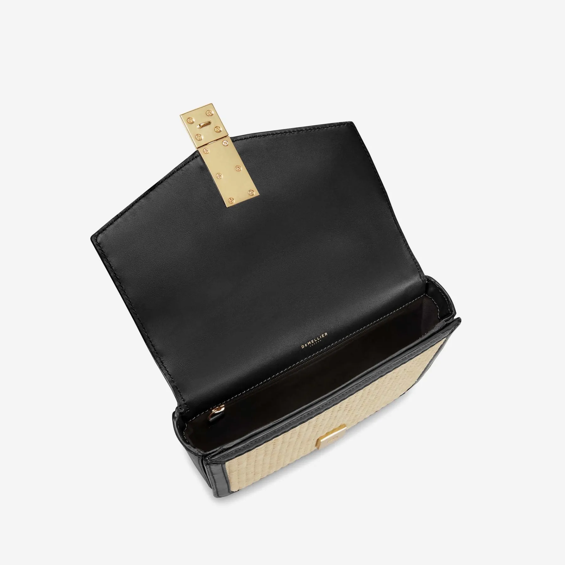 Fashion DeMellier The Vancouver Natural Raffia Black Smooth