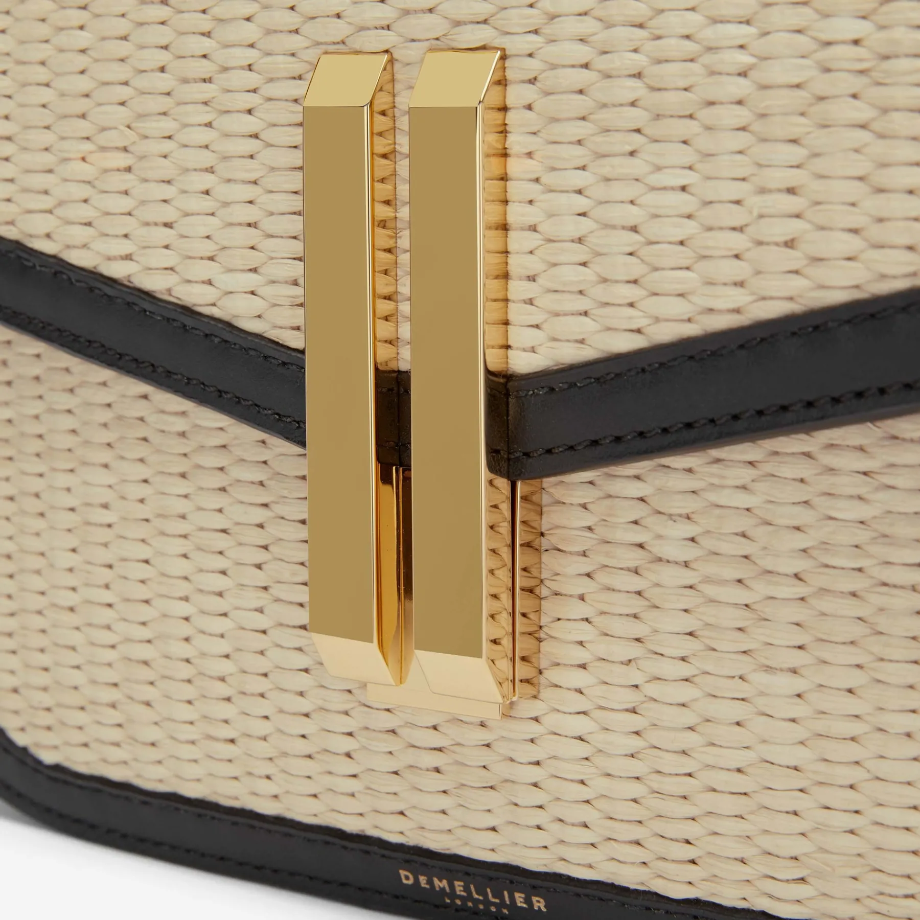 Fashion DeMellier The Vancouver Natural Raffia Black Smooth