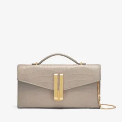 Fashion DeMellier The Vancouver Clutch Taupe Croc-Effect