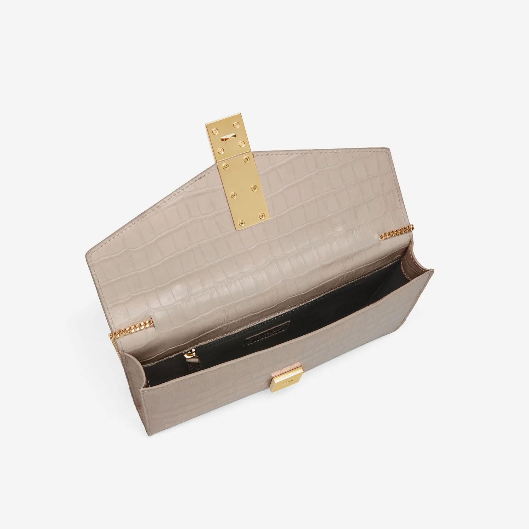 Fashion DeMellier The Vancouver Clutch Taupe Croc-Effect